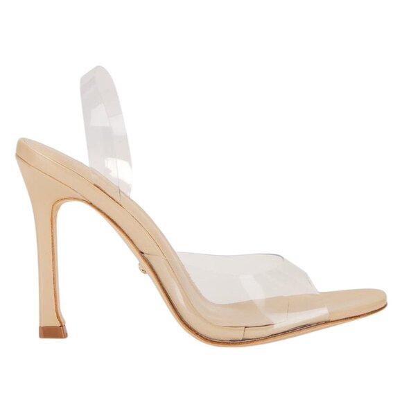 RAYE Candy High Heels in Nude 6.5 Womens Lucite PVC Sandals - Picture 1 of 12